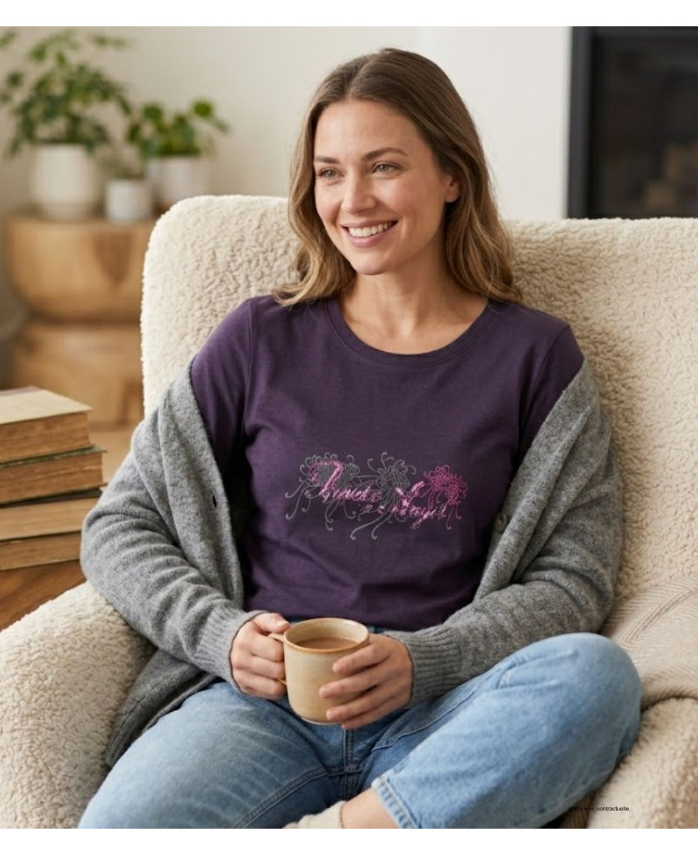 MAYFLOWER SH1060 : Tee-shirt violet manches longues col rond