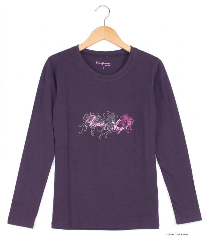 MAYFLOWER SH1060 : Tee-shirt violet manches longues col rond