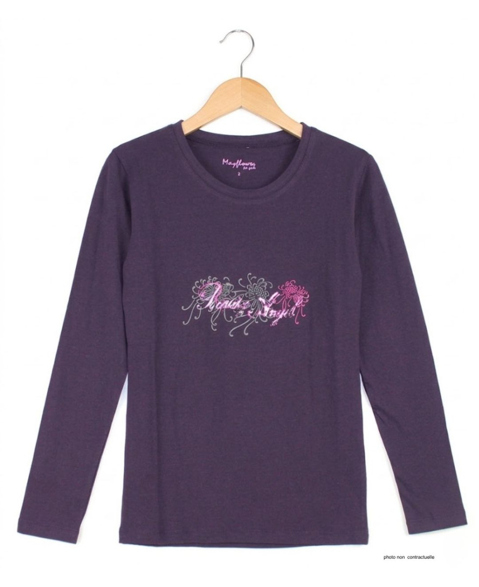 MAYFLOWER SH1060 : Tee-shirt violet manches longues col rond