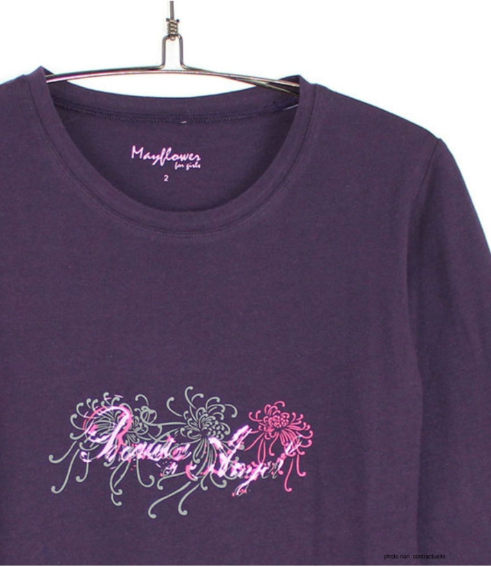 MAYFLOWER SH1060 : Tee-shirt violet manches longues col rond