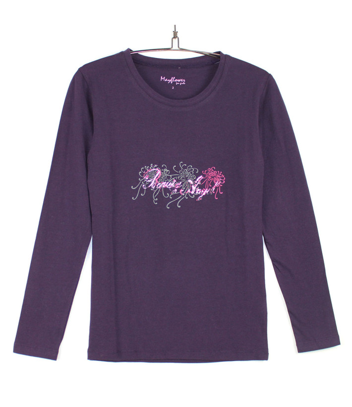 MAYFLOWER SH1060 : Tee-shirt violet manches longues col rond