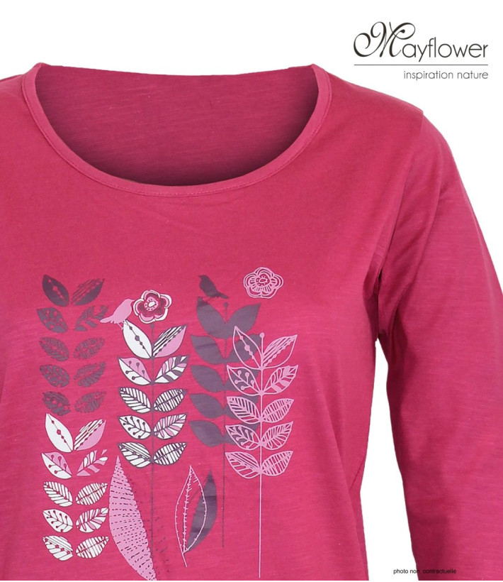 MAYFLOWER TEEF2003B - Tee-shirt Manches Longues Coton Flammé