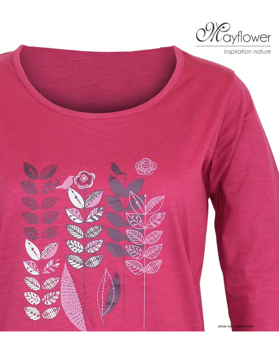 MAYFLOWER TEEF2003B - Tee-shirt Manches Longues Coton Flammé