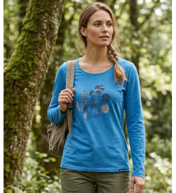 MAYFLOWER TEEF2004A - Tee-shirt Manches Longues Bleu Coton