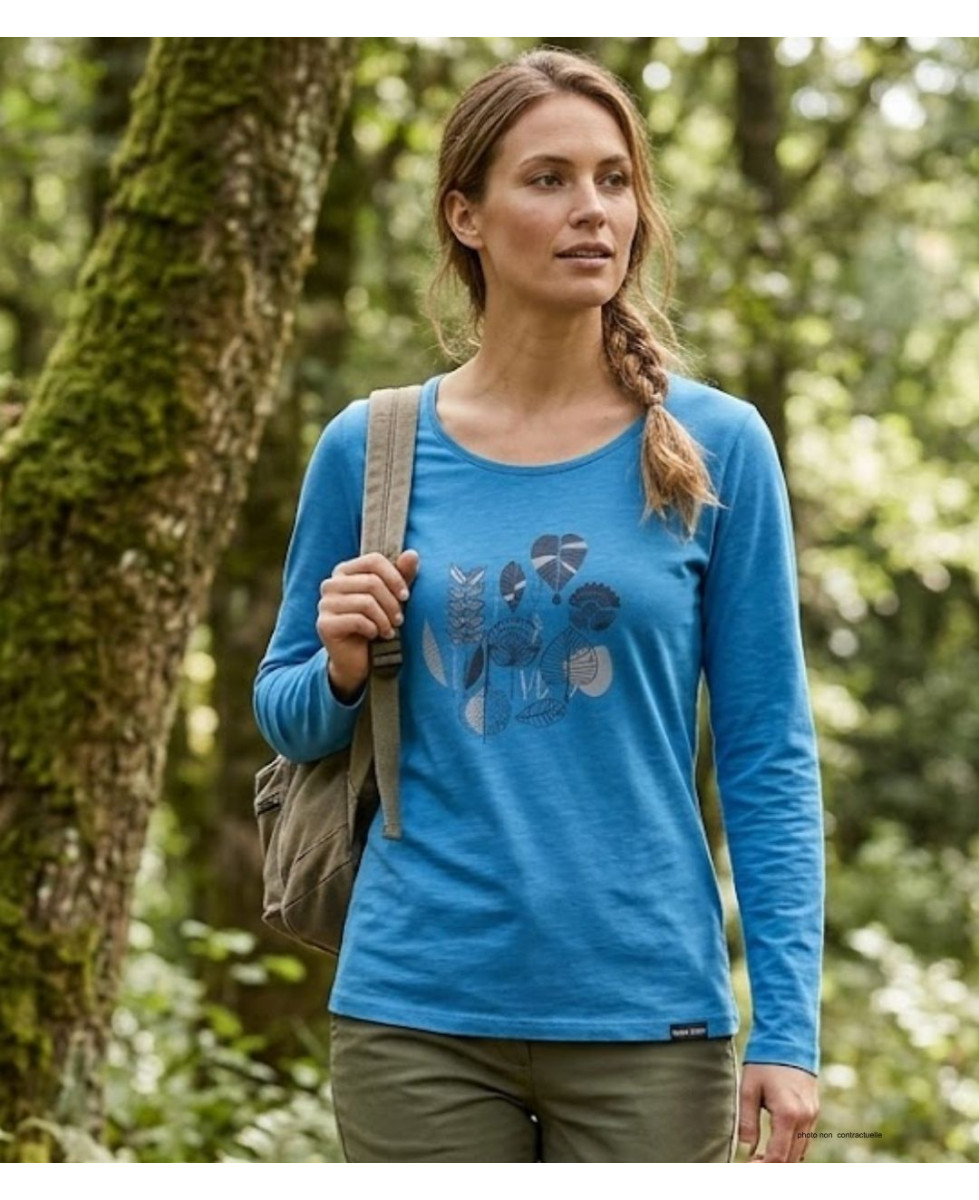 MAYFLOWER TEEF2004A - Tee-shirt Manches Longues Bleu Coton