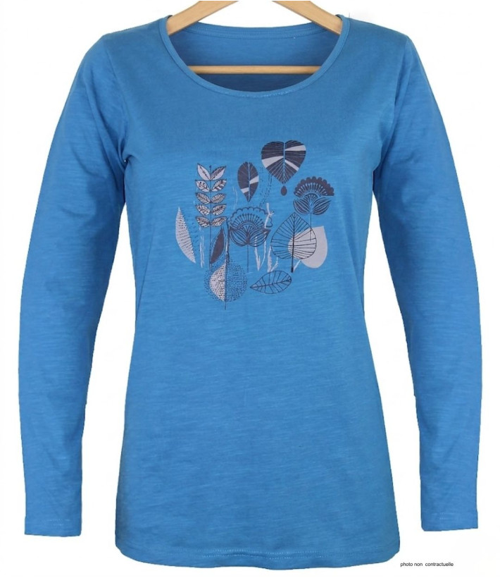 MAYFLOWER TEEF2004A - Tee-shirt Manches Longues Bleu Coton