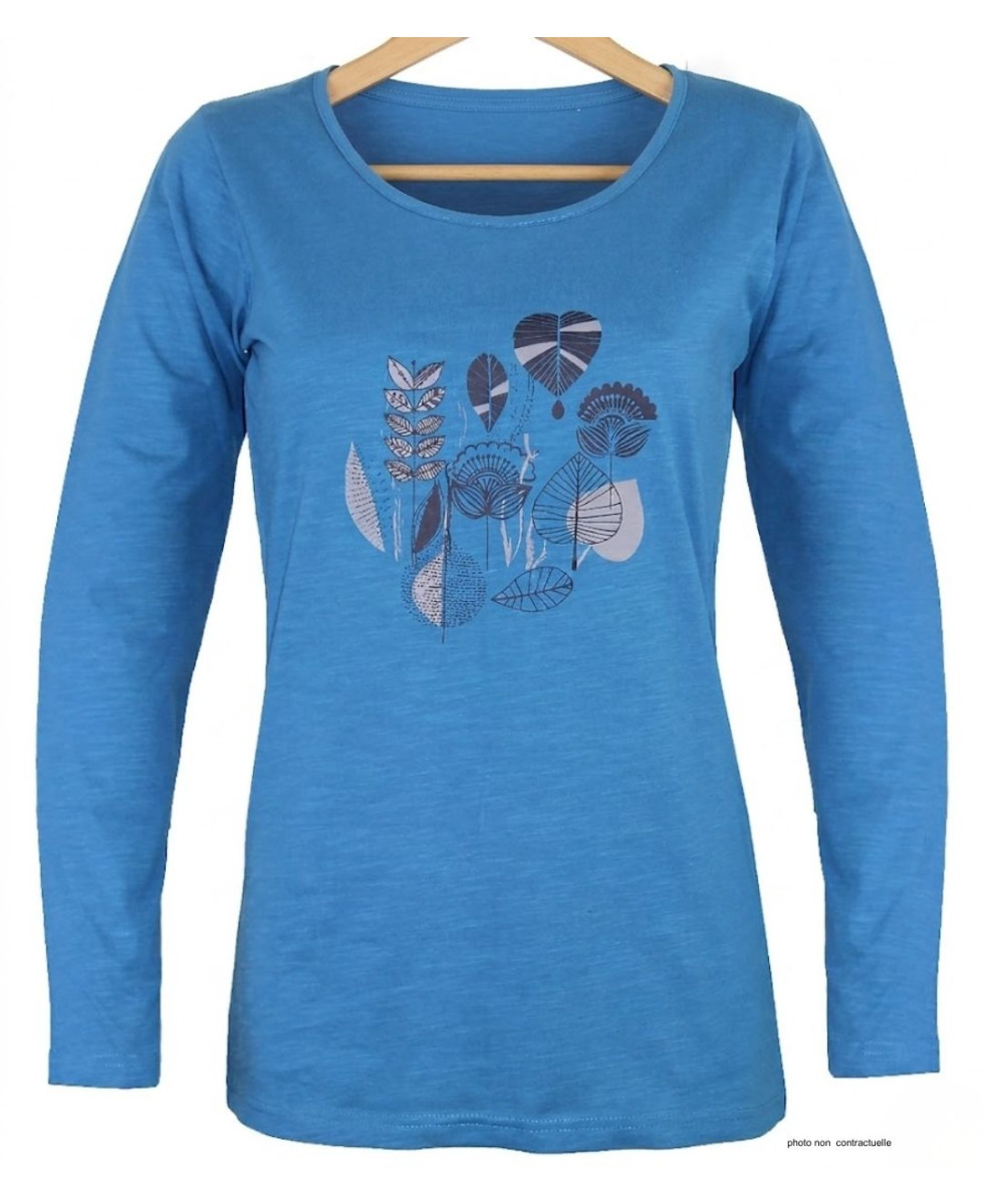 MAYFLOWER TEEF2004A - Tee-shirt Manches Longues Bleu Coton