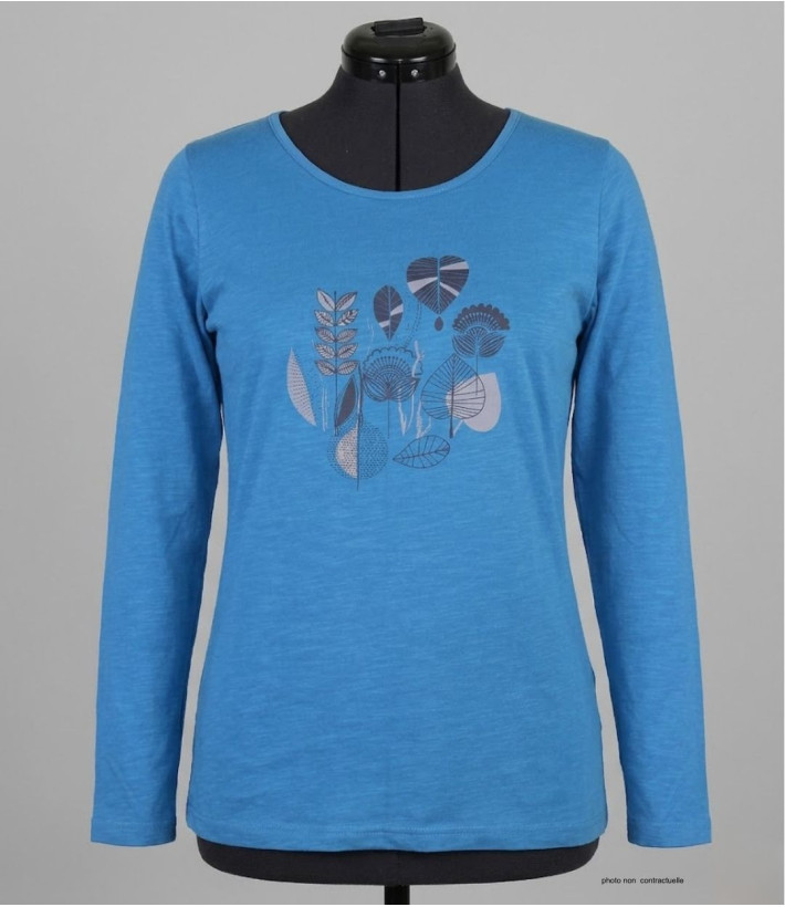 MAYFLOWER TEEF2004A - Tee-shirt Manches Longues Bleu Coton