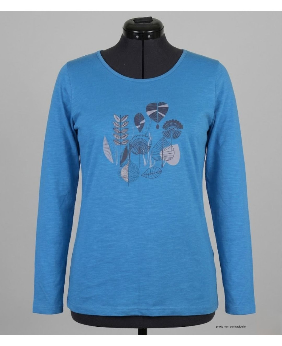 MAYFLOWER TEEF2004A - Tee-shirt Manches Longues Bleu Coton