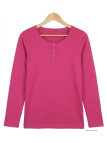 Tee-shirt femme fushia coton flammé – Manche retroussable chic