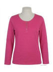 Tee-shirt femme fushia coton flammé – Manche retroussable chic