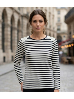 MAYFLOWER TF190E - Tee-shirt femme manches longues rayé