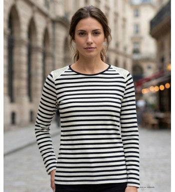 MAYFLOWER TF190E - Tee-shirt femme manches longues rayé