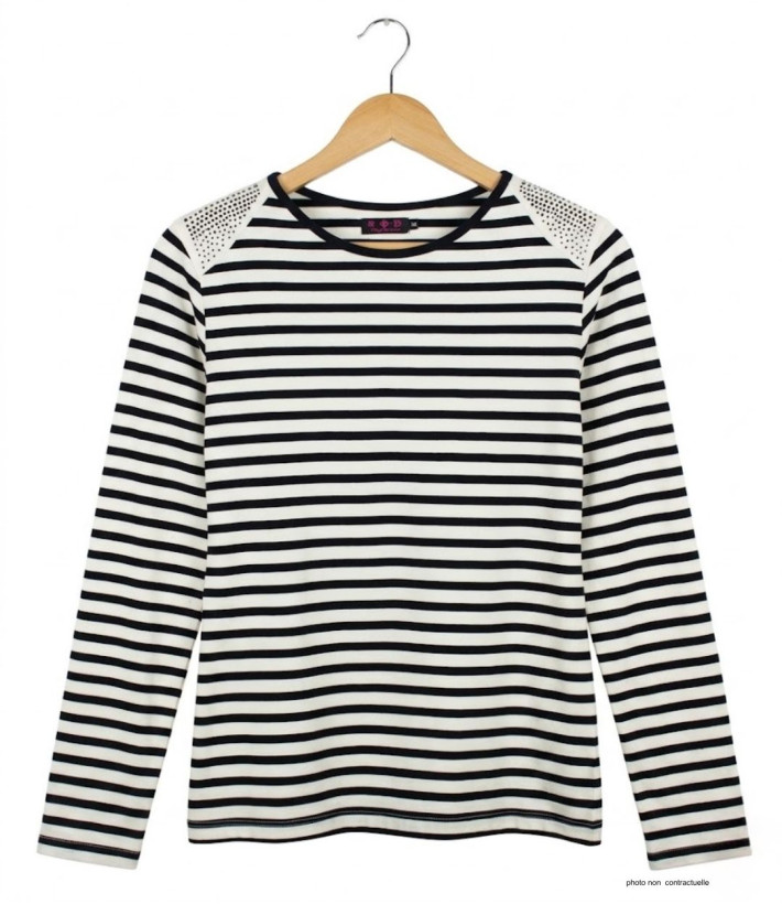 MAYFLOWER TF190E - Tee-shirt femme manches longues rayé