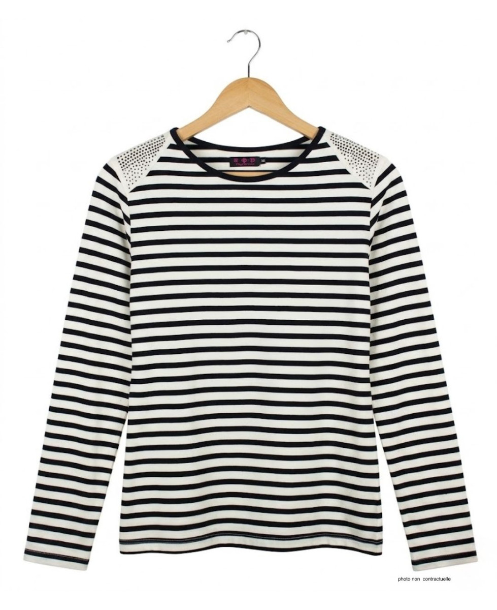 MAYFLOWER TF190E - Tee-shirt femme manches longues rayé