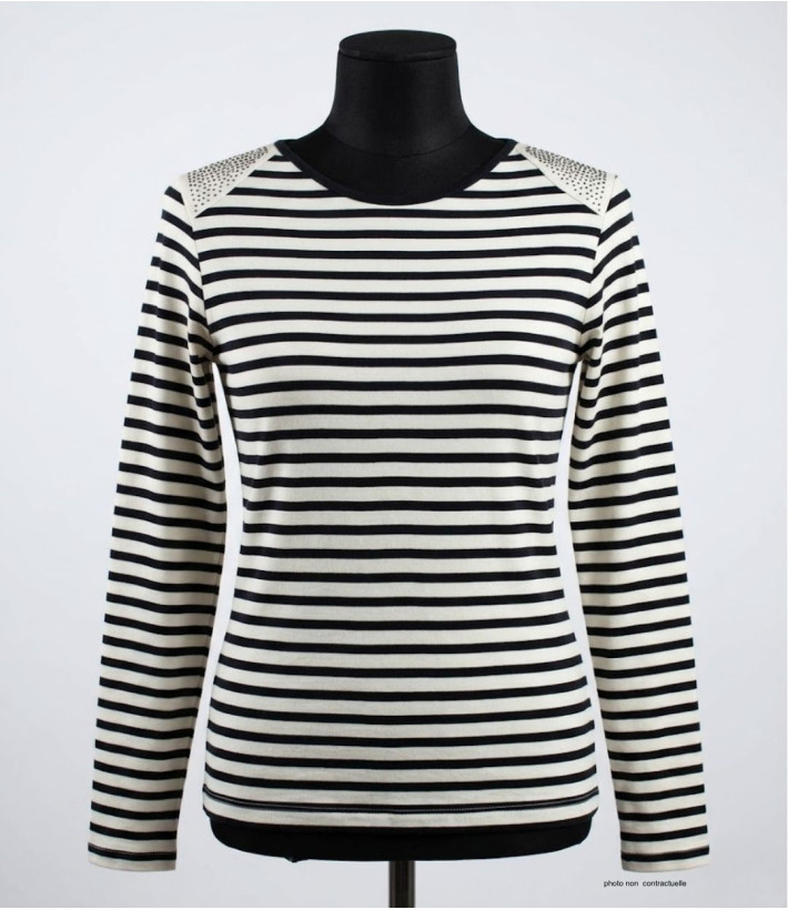 MAYFLOWER TF190E - Tee-shirt femme manches longues rayé