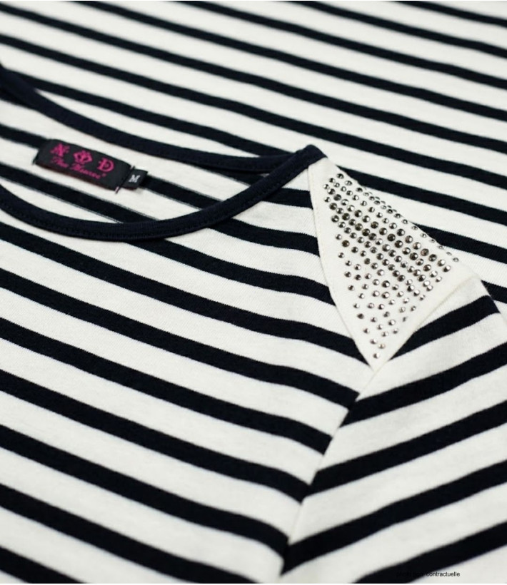 MAYFLOWER TF190E - Tee-shirt femme manches longues rayé