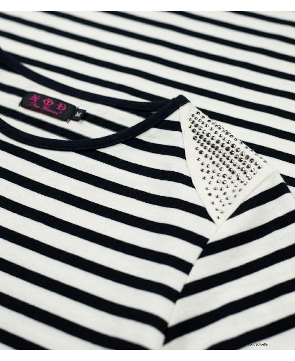 MAYFLOWER TF190E - Tee-shirt femme manches longues rayé