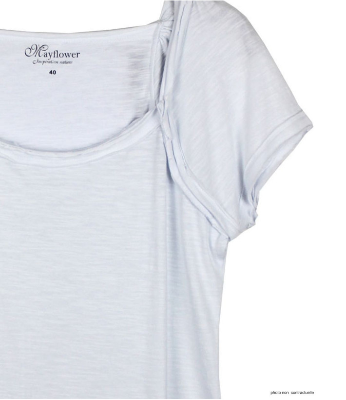 MAYFLOWER VF023L - Tee-shirt Coton Flammé Blanc Confort Chic