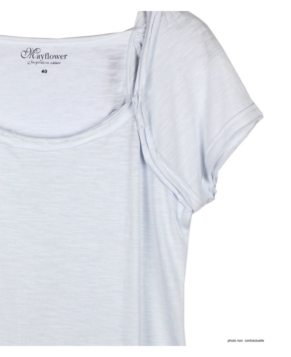 MAYFLOWER VF023L - Tee-shirt Coton Flammé Blanc Confort Chic