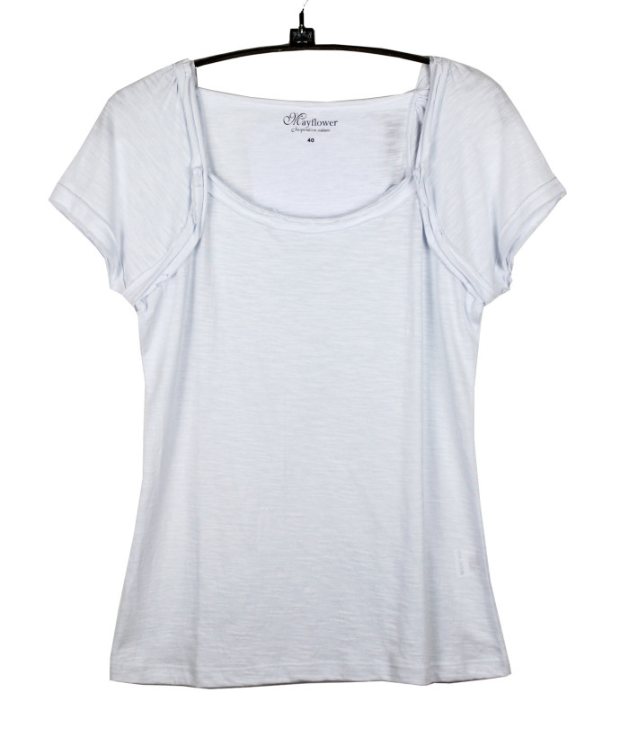 MAYFLOWER VF023L - Tee-shirt Coton Flammé Blanc Confort Chic