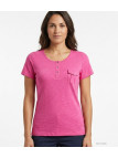 MAYFLOWER ASSIS3F - Tee-shirt Rose Fuchsia Col Boutonné Coton