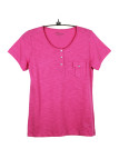 MAYFLOWER ASSIS3F - Tee-shirt Rose Fuchsia Col Boutonné Coton