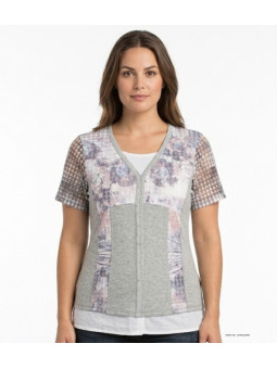 MAYFLOWER BAG15087A - Tee-shirt Blanc Superposition Fantaisie