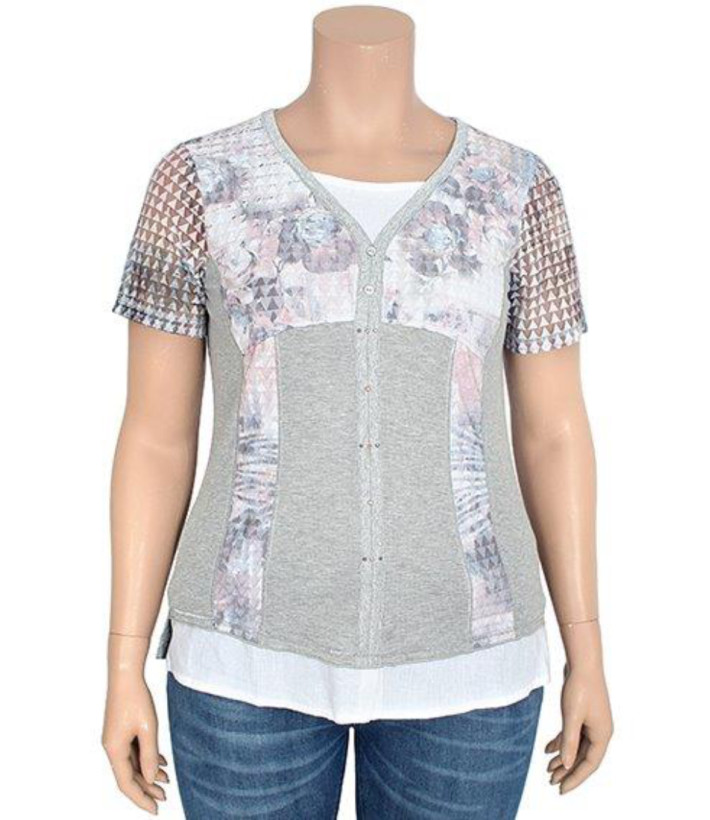 MAYFLOWER BAG15087A - Tee-shirt Blanc Superposition Fantaisie