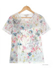 MAYFLOWER BAG15117A - Tee-shirt Fleuri Blanc avec Transparence