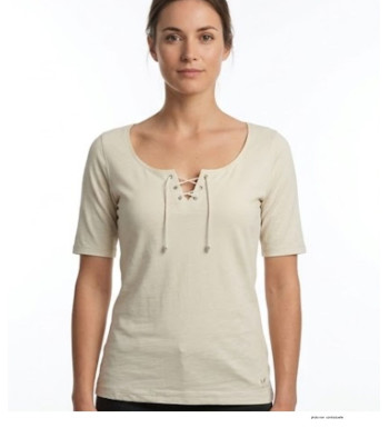 Mayflower DAMOCLES2 : Tee-shirt Beige 3/4 à Lacets Chic
