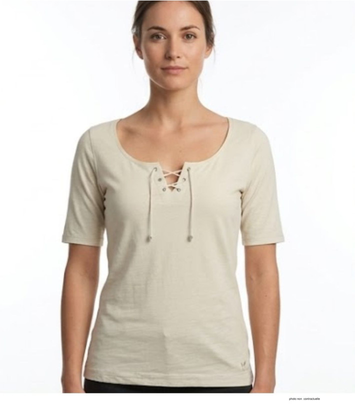 Mayflower DAMOCLES2 : Tee-shirt Beige 3/4 à Lacets Chic