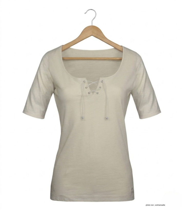 Mayflower DAMOCLES2 : Tee-shirt Beige 3/4 à Lacets Chic