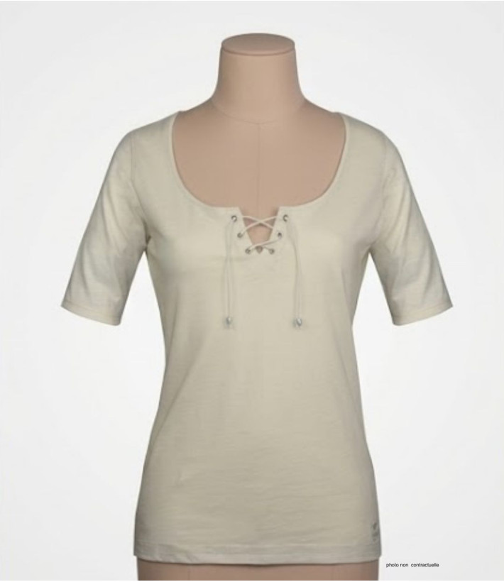 Mayflower DAMOCLES2 : Tee-shirt Beige 3/4 à Lacets Chic