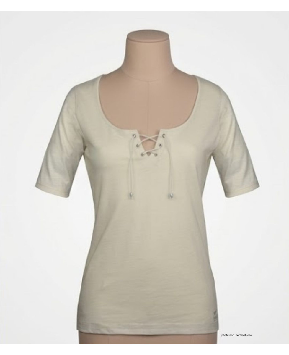 Mayflower DAMOCLES2 : Tee-shirt Beige 3/4 à Lacets Chic