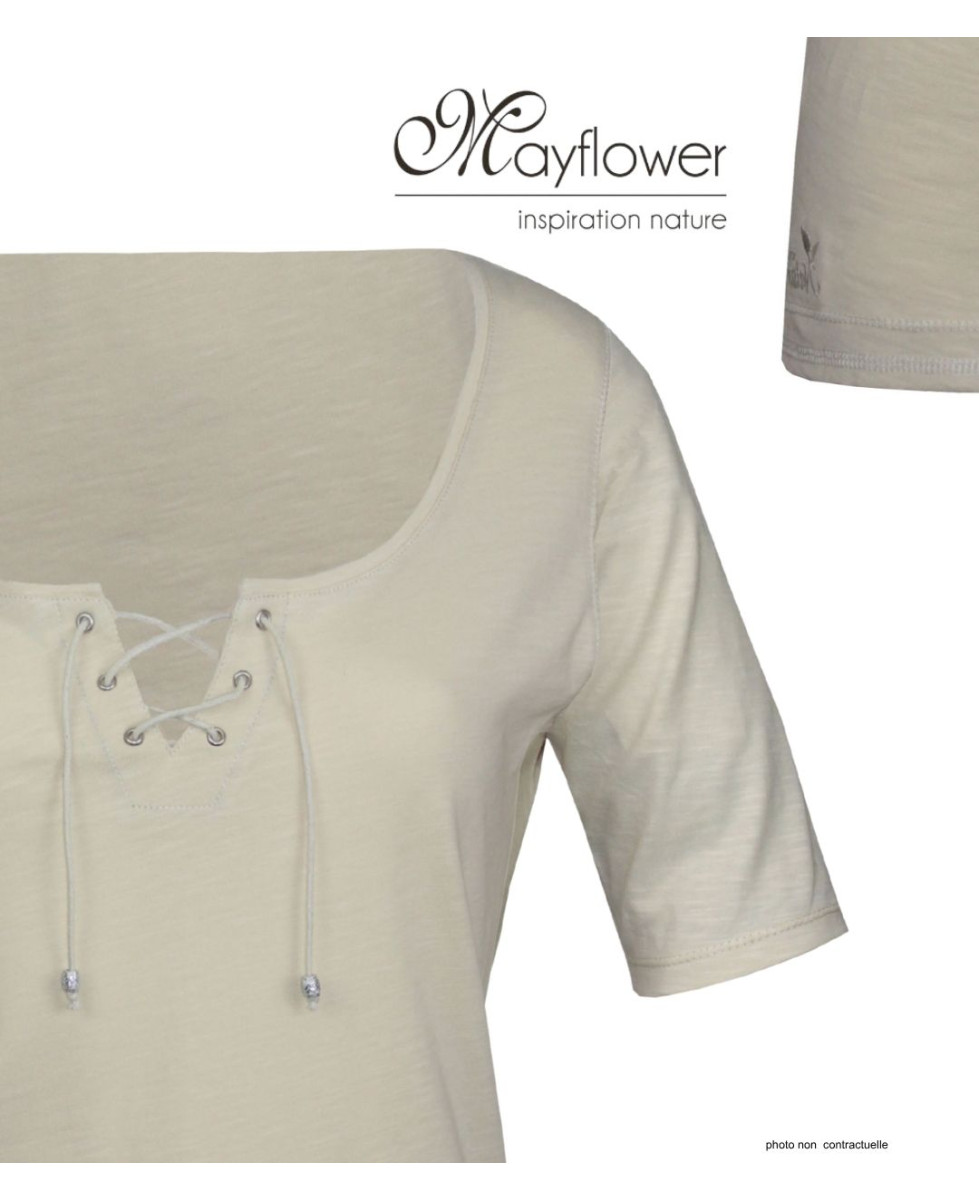 Mayflower DAMOCLES2 : Tee-shirt Beige 3/4 à Lacets Chic