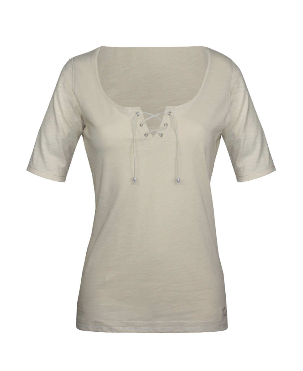 Mayflower DAMOCLES2 : Tee-shirt Beige 3/4 à Lacets Chic