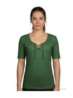 Tee-shirt Femme Mayflower DAMOCLES4 : Kaki, Manches 3/4 & Lacets