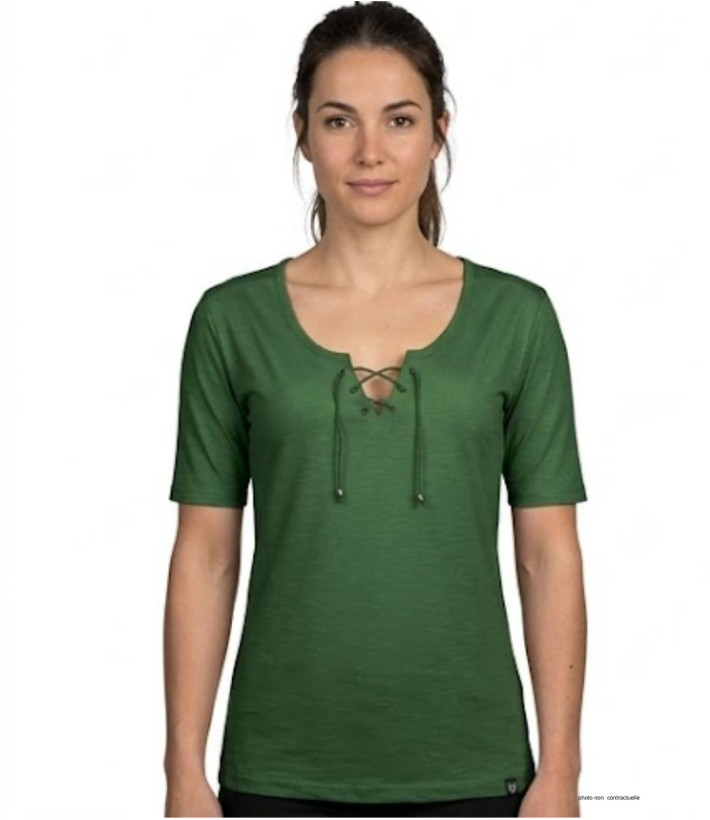 Tee-shirt Femme Mayflower DAMOCLES4 : Kaki, Manches 3/4 & Lacets