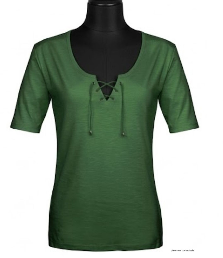 Tee-shirt Femme Mayflower DAMOCLES4 : Kaki, Manches 3/4 & Lacets