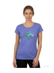 Tee-shirt femme large Mayflower modèle DANIELE3 bleu lavande avec sérigraphie florale.