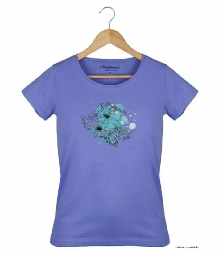 Tee-shirt Femme Mayflower DANIELE3 : Bleu Large & Sérigraphie