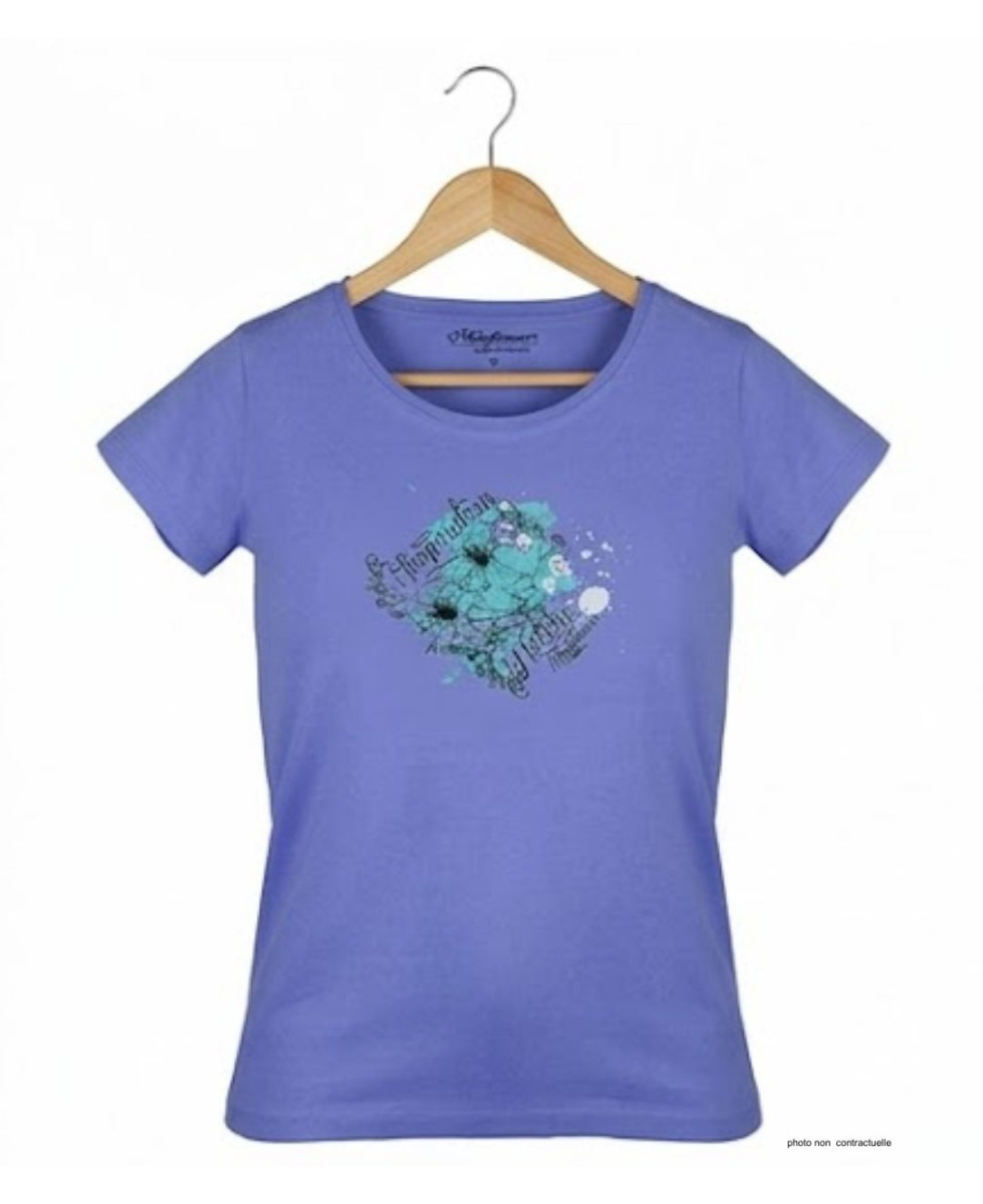 Tee-shirt Femme Mayflower DANIELE3 : Bleu Large & Sérigraphie
