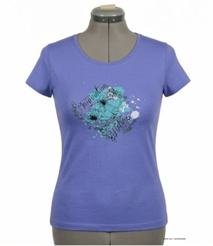 Tee-shirt Femme Mayflower DANIELE3 : Bleu Large & Sérigraphie