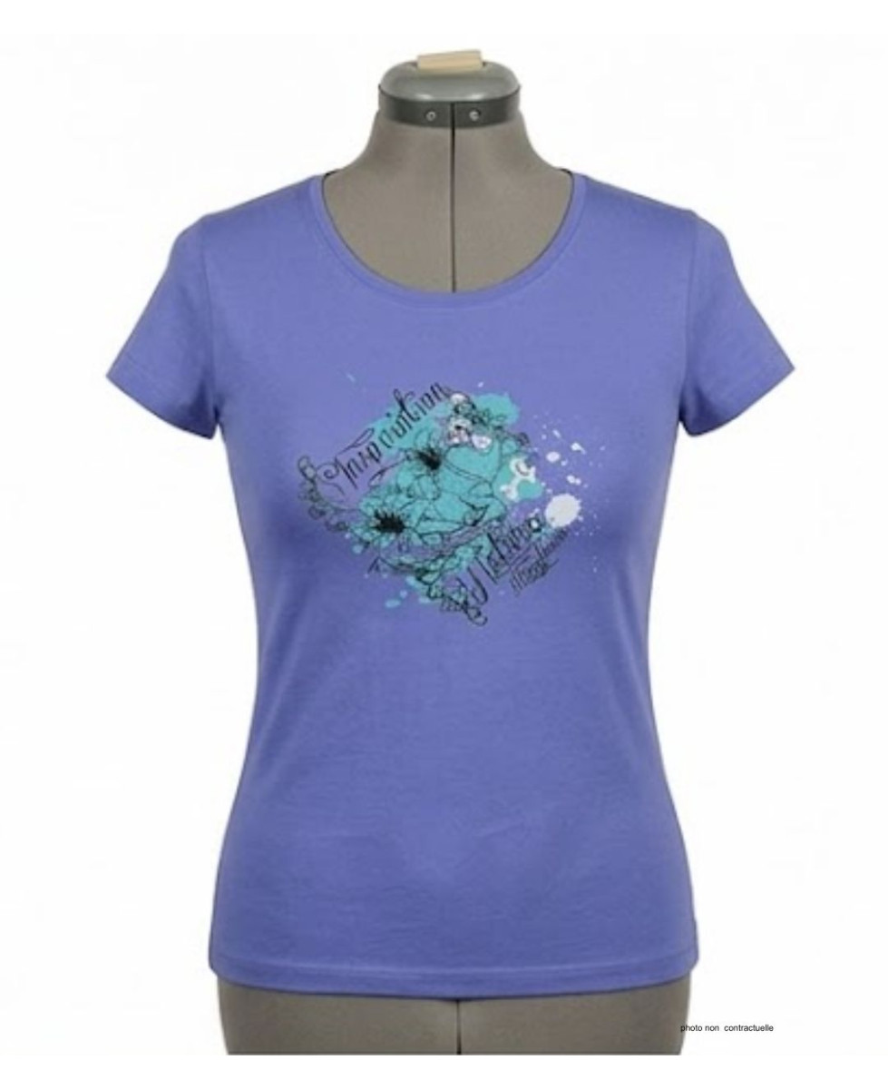 Tee-shirt Femme Mayflower DANIELE3 : Bleu Large & Sérigraphie