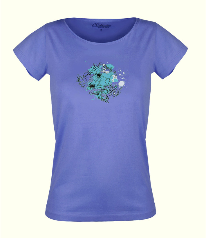 Tee-shirt Femme Mayflower DANIELE3 : Bleu Large & Sérigraphie