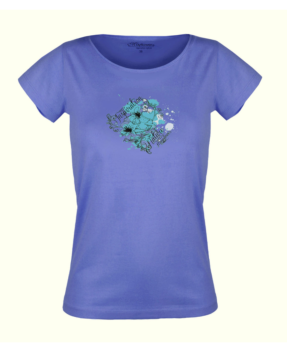 Tee-shirt Femme Mayflower DANIELE3 : Bleu Large & Sérigraphie