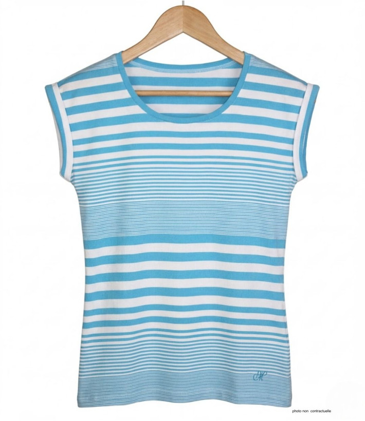 MAYFLOWER DARLING1 : Tee-shirt Rayé Stretch & Confort bleu