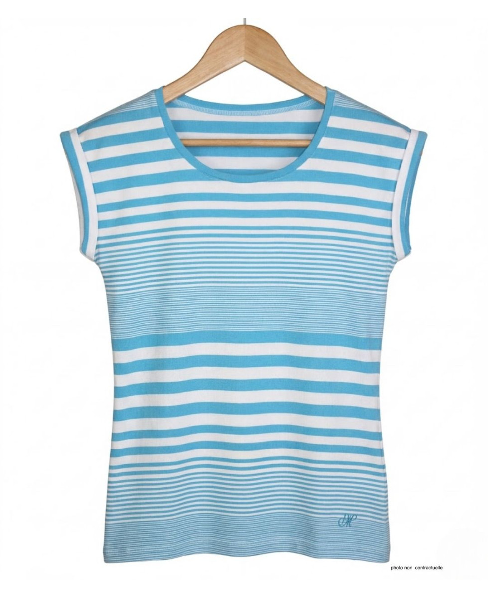 MAYFLOWER DARLING1 : Tee-shirt Rayé Stretch & Confort bleu