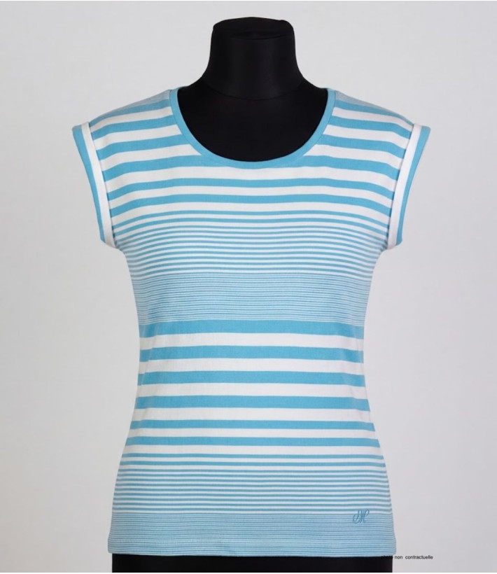 MAYFLOWER DARLING1 : Tee-shirt Rayé Stretch & Confort bleu